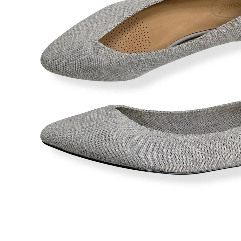 Corso Como Flats Women 9M Gray Pointed Toe Ballet Slip On Fabric Comfort Shoes‎